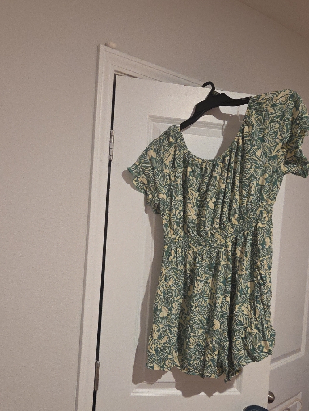 Green Floral Off-Shoulder Romper